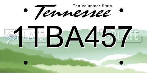 1TBA457 Tennessee License Plate