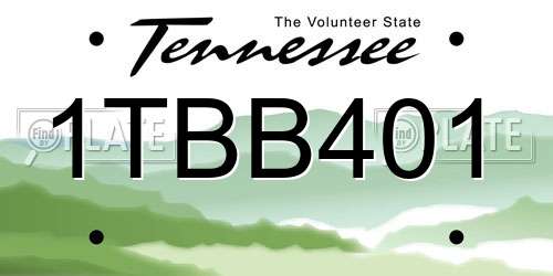 1TBB401 Tennessee License Plate