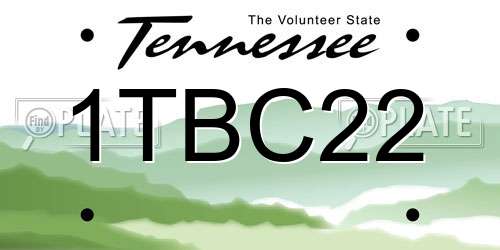 1TBC22 Tennessee License Plate