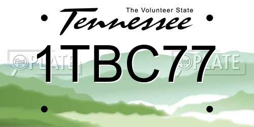 1TBC77 Tennessee License Plate
