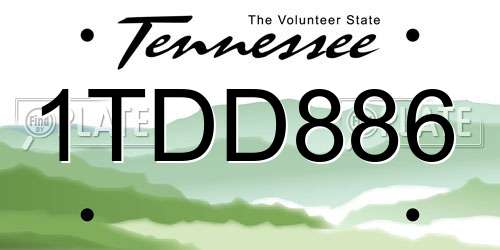 1TDD886 Tennessee License Plate
