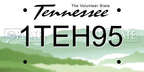 1TEH95 Tennessee License Plate
