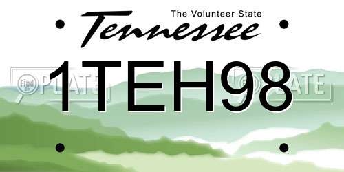 1TEH98 Tennessee License Plate