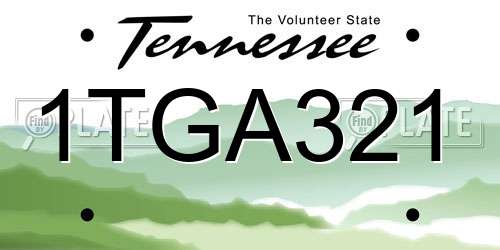 1TGA321 Tennessee License Plate