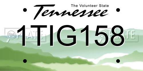 1TIG158 Tennessee License Plate