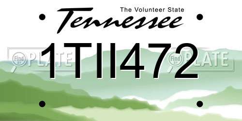 1TII472 Tennessee License Plate