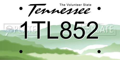 1TL852 Tennessee License Plate