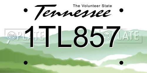 1TL857 Tennessee License Plate