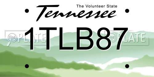 1TLB87 Tennessee License Plate