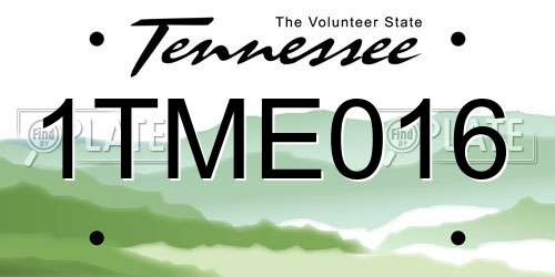 1TME016 Tennessee License Plate