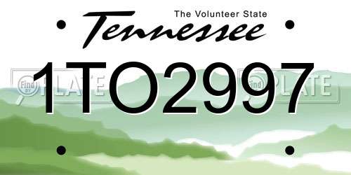 1TO2997 Tennessee License Plate