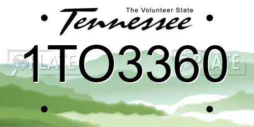 1TO3360 Tennessee License Plate