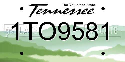 1TO9581 Tennessee License Plate