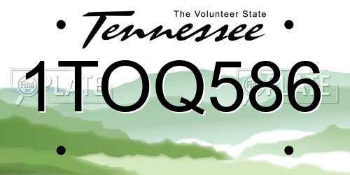 1TOQ586 Tennessee License Plate