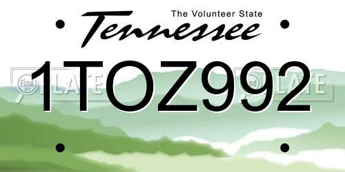1TOZ992 Tennessee License Plate