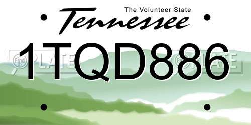 1TQD886 Tennessee License Plate