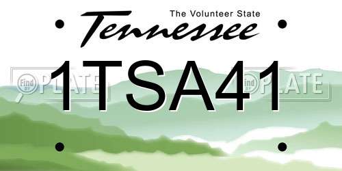 1TSA41 Tennessee License Plate