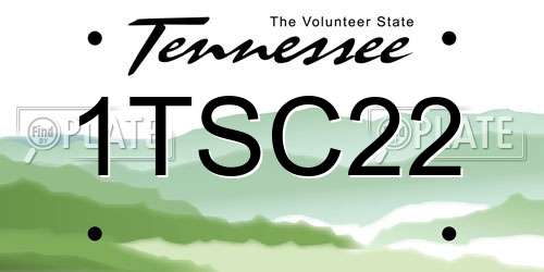 1TSC22 Tennessee License Plate