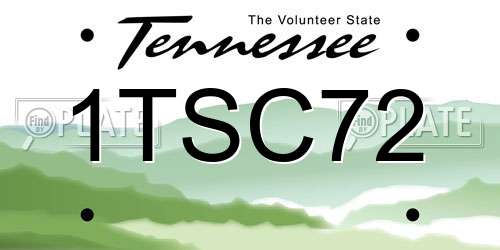 1TSC72 Tennessee License Plate