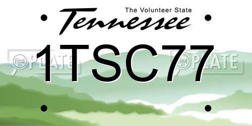 1TSC77 Tennessee License Plate