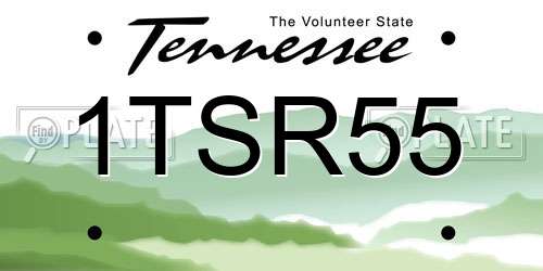 1TSR55 Tennessee License Plate