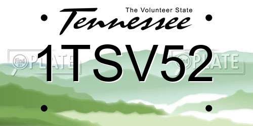 1TSV52 Tennessee License Plate