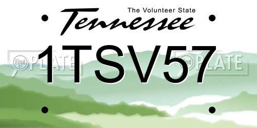 1TSV57 Tennessee License Plate