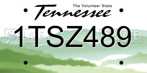 1TSZ489 Tennessee License Plate
