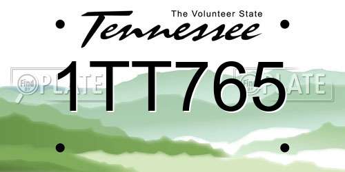 1TT765 Tennessee License Plate