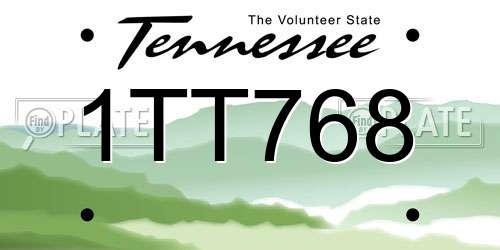 1TT768 Tennessee License Plate