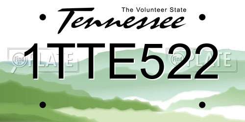 1TTE522 Tennessee License Plate