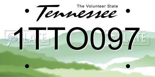1TTO097 Tennessee License Plate