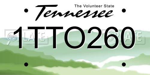 1TTO260 Tennessee License Plate