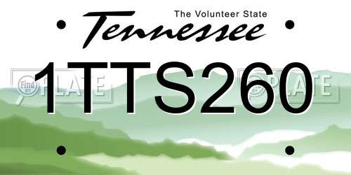 1TTS260 Tennessee License Plate