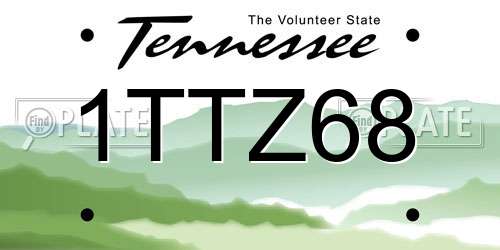1TTZ68 Tennessee License Plate