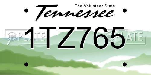 1TZ765 Tennessee License Plate