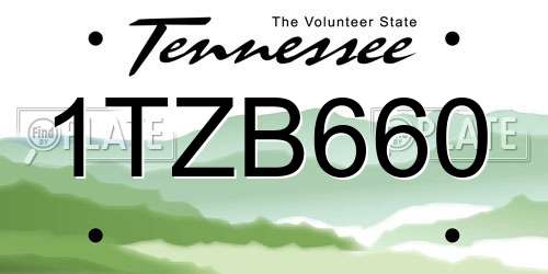 1TZB660 Tennessee License Plate