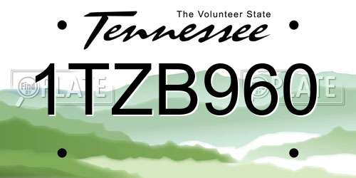 1TZB960 Tennessee License Plate