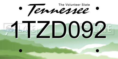 1TZD092 Tennessee License Plate