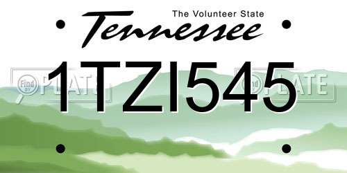 1TZI545 Tennessee License Plate