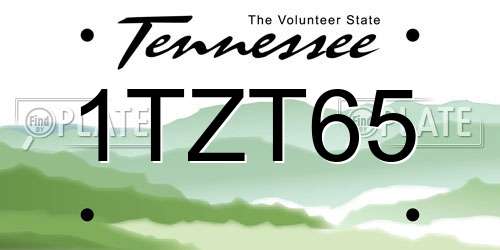 1TZT65 Tennessee License Plate