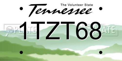 1TZT68 Tennessee License Plate