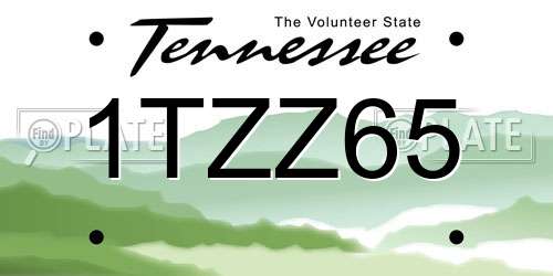 1TZZ65 Tennessee License Plate