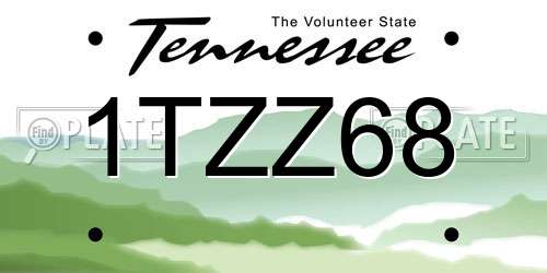 1TZZ68 Tennessee License Plate