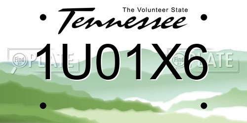 1U01X6 Tennessee License Plate
