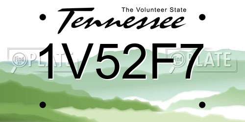 1V52F7 Tennessee License Plate