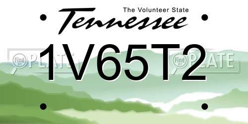 1V65T2 Tennessee License Plate