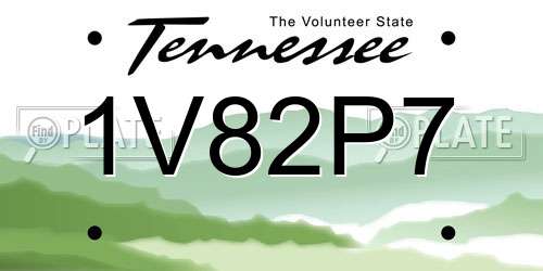 1V82P7 Tennessee License Plate