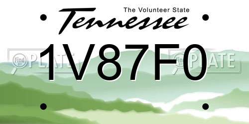1V87F0 Tennessee License Plate