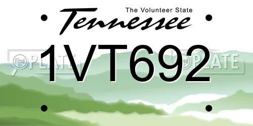 1VT692 Tennessee License Plate